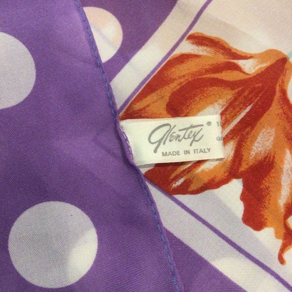 Vintage Glentex Floral Purple Polka Dot Scarf - Picture 5 of 7